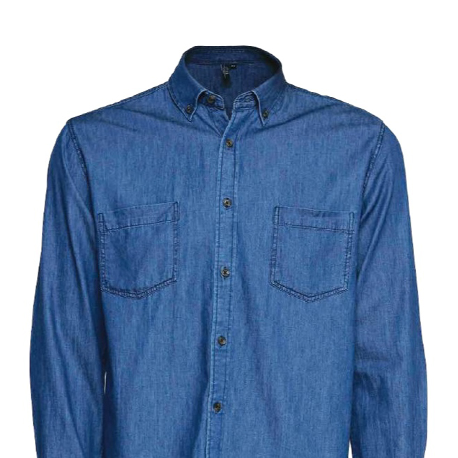 Camisa denim manga larga 2 bolsillos